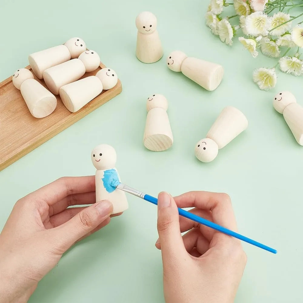10 Pcs Unfinished Wood Peg Dolls 2.3" Angel Shape DIY Figurines Wood Craft Figurines Axl