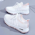 Women's White Platform Sneakers – Breathable Mesh Lace-Up Platform Sneakers Axl Pink 36