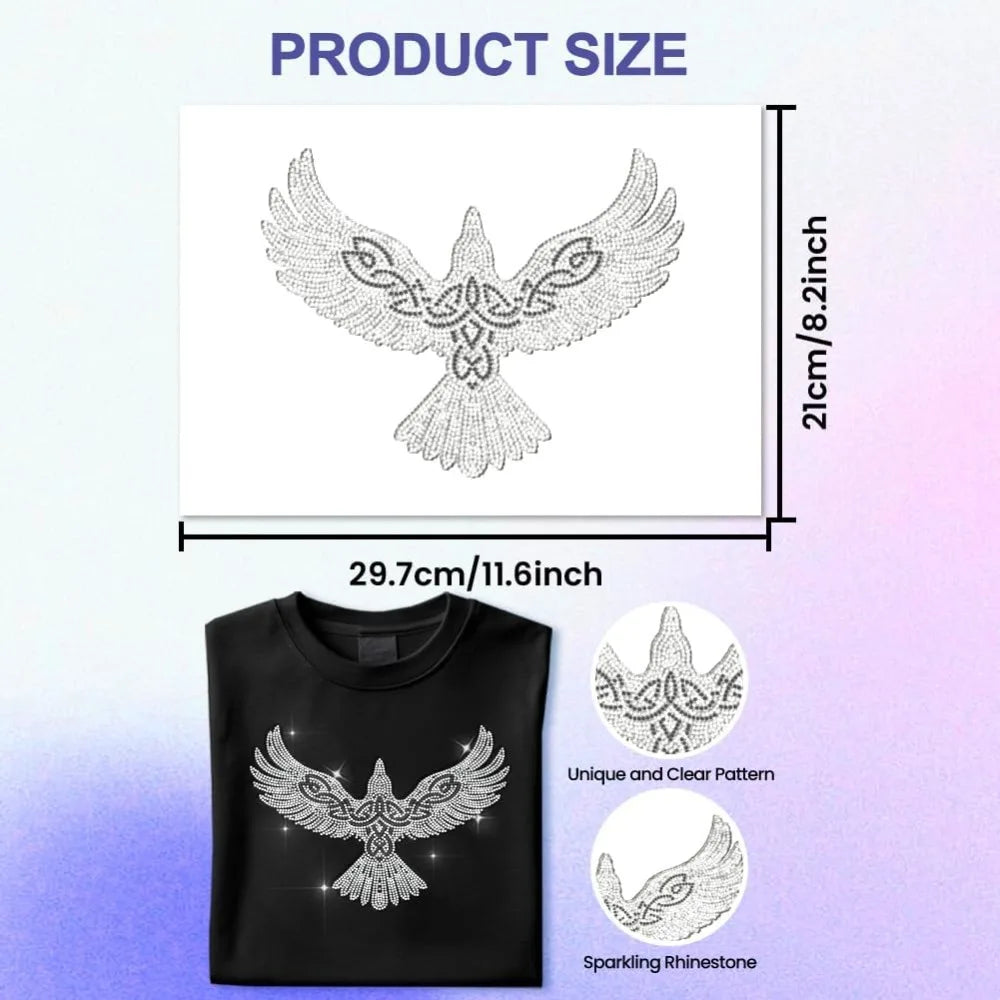 Glass Rhinestone Iron-On Appliqué – Raven Crow Design 29.7x21cm Iron-On Appliqué Axl