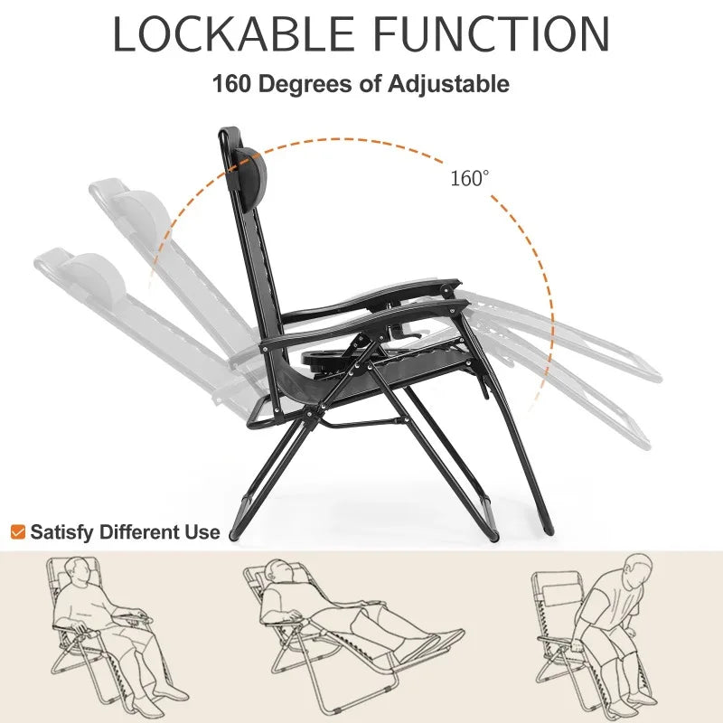Zero Gravity Recliner Chair – Foldable Outdoor Lounge with Tray Outdoor Lounge Chair Axl