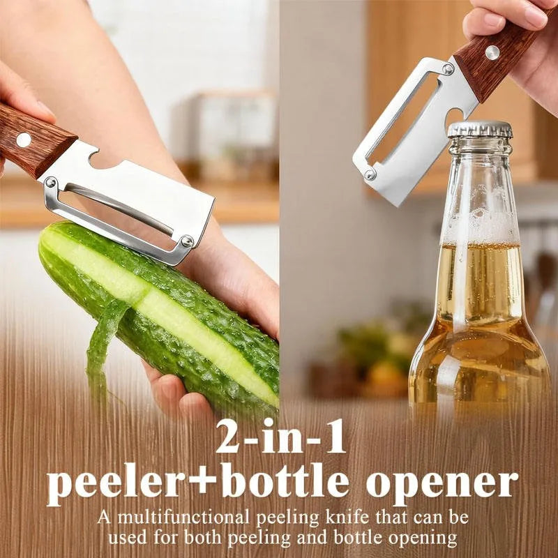 Stainless Steel Peeler Oak Wooden Handle | 1/3/5 Pack Vegetable Peeler Axl