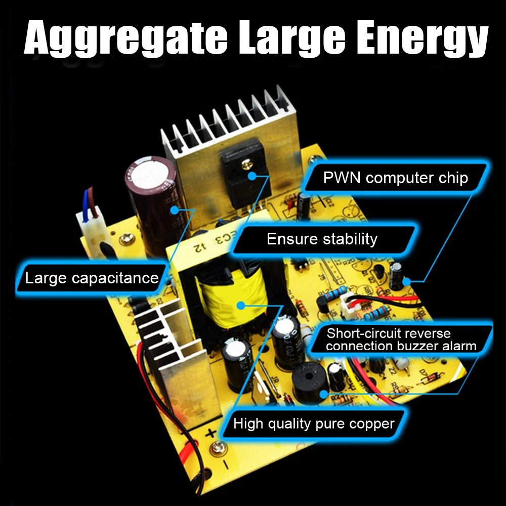 Automatic Pulse Battery Charger 12V 24V 200AH Lead Acid Smart Car Battery Charger Axl
