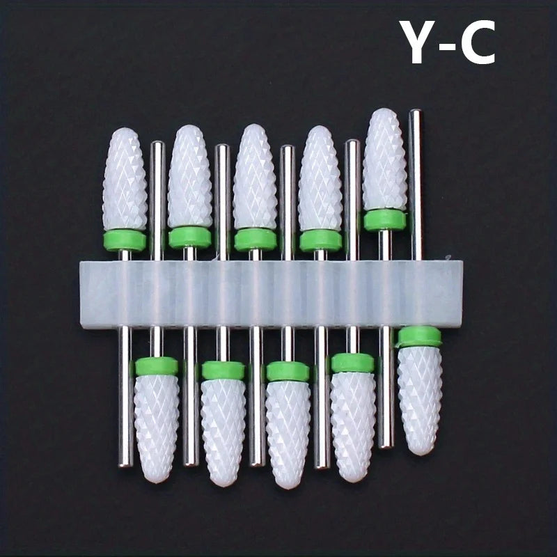 10-Pc Ceramic Nail Drill Bits Set – Manicure & Pedicure Kit Nail Drill Bits Axl 10PCS Y C
