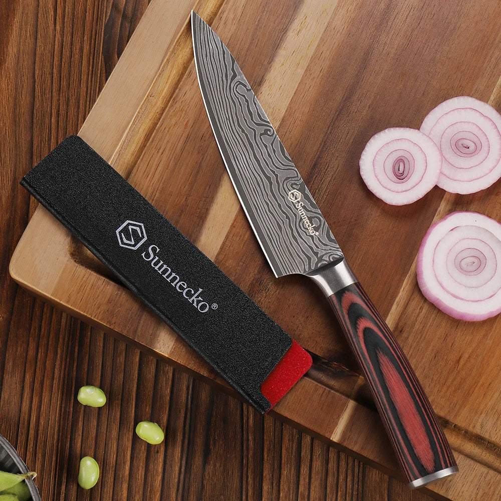 Sunnecko 5.5" Chef's Knife – Ultra Sharp High Carbon Steel Chef's Knife Axl