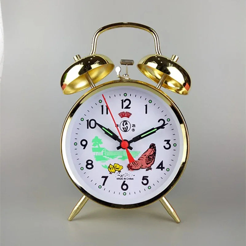 Vintage Mechanical Bell Alarm Clock – Retro Metal Bedside Clock Alarm Clock Axl
