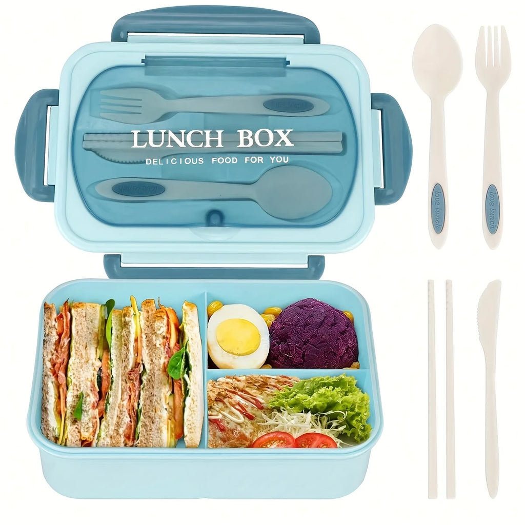 Partitioned Thermal Lunch Box – Microwave Safe, 3 Colors Thermal Lunch Box Axl Blue