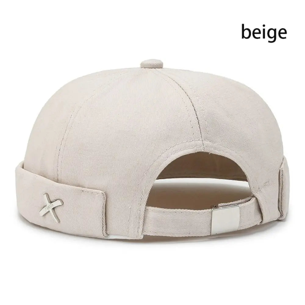 Vintage Washed Cotton Brimless Docker Cap – Unisex Dome Hat Brimless Docker Cap Axl beige