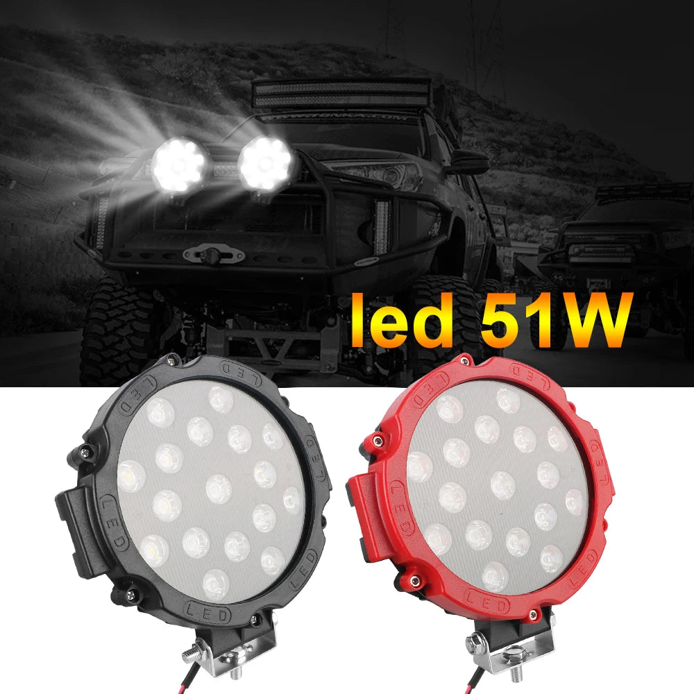 51W 7-Inch Round LED Spot Work Light – Truck & Off-Road LED Work Light Axl