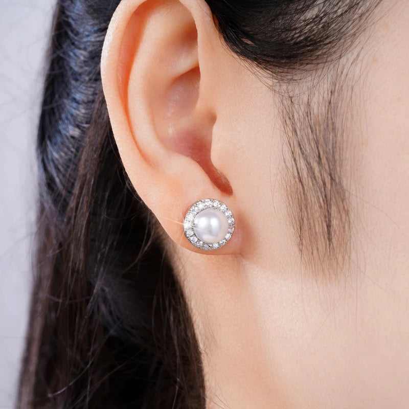 Huitan Imitation Pearl Stud Earrings – Elegant Women's Jewelry Pearl Stud Earrings Axl