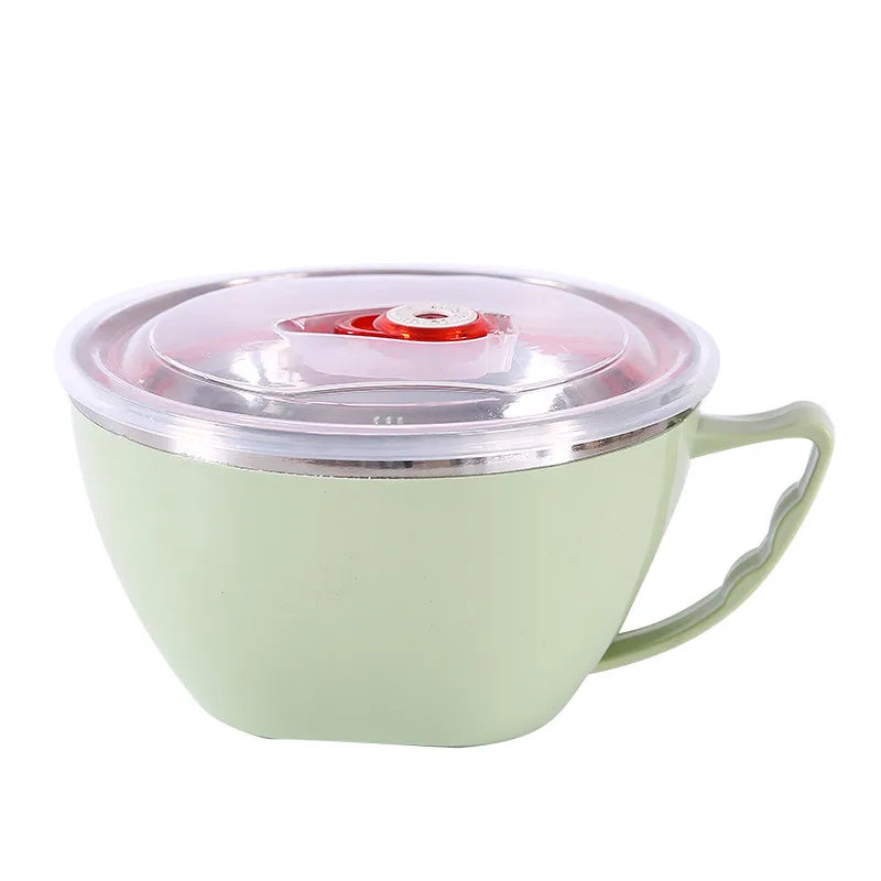 Stainless Steel Bowl with Handle – Anti-Scald Noodle Bowl Noodle Bowl Axl Green