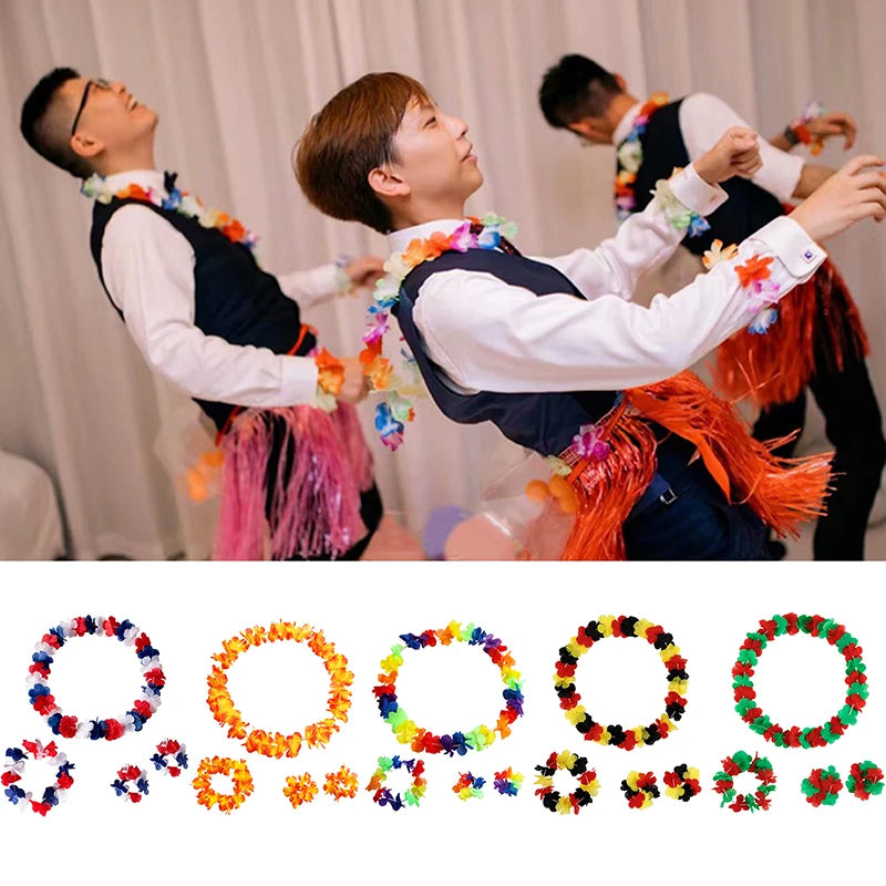 4-Piece Hawaiian Flower Lei Set – Luau Party Accessories Lei Party Accessory Set Axl