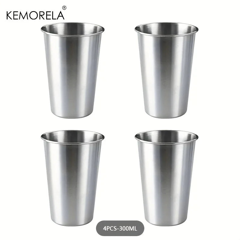 KEMORELA 4-Pack Stainless Steel Camping Cups 300–500ML Stainless Steel Tumblers Axl 4PCS-300ML 301-500ml