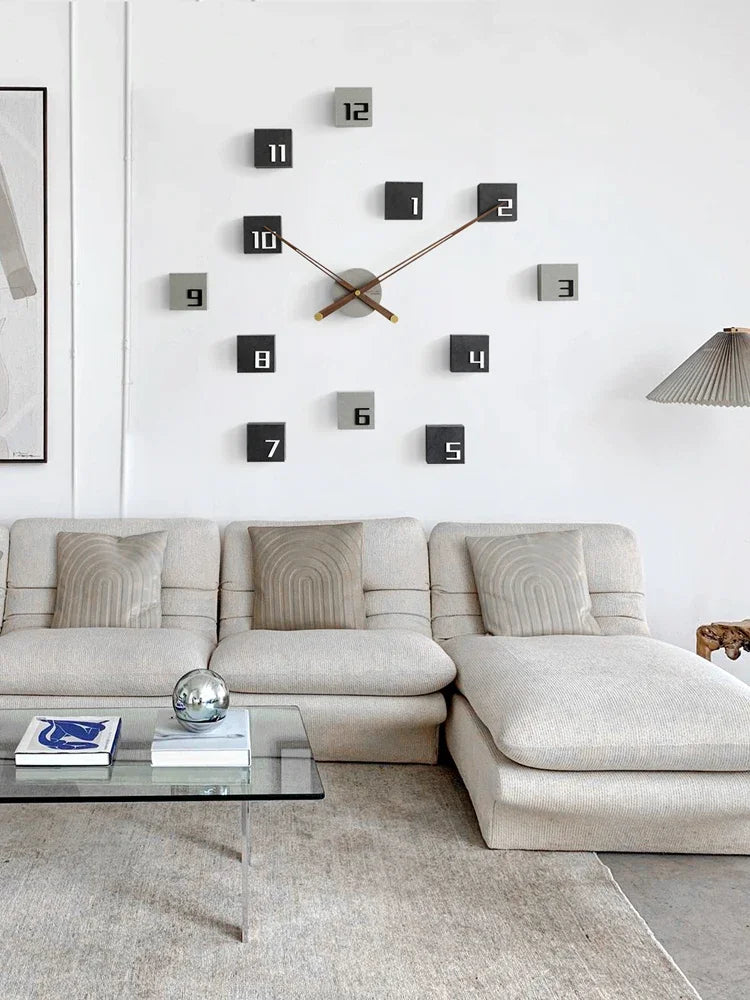 Nordic DIY Wood Wall Clock – Large Silent Quartz Home Decor Wall Clock Axl