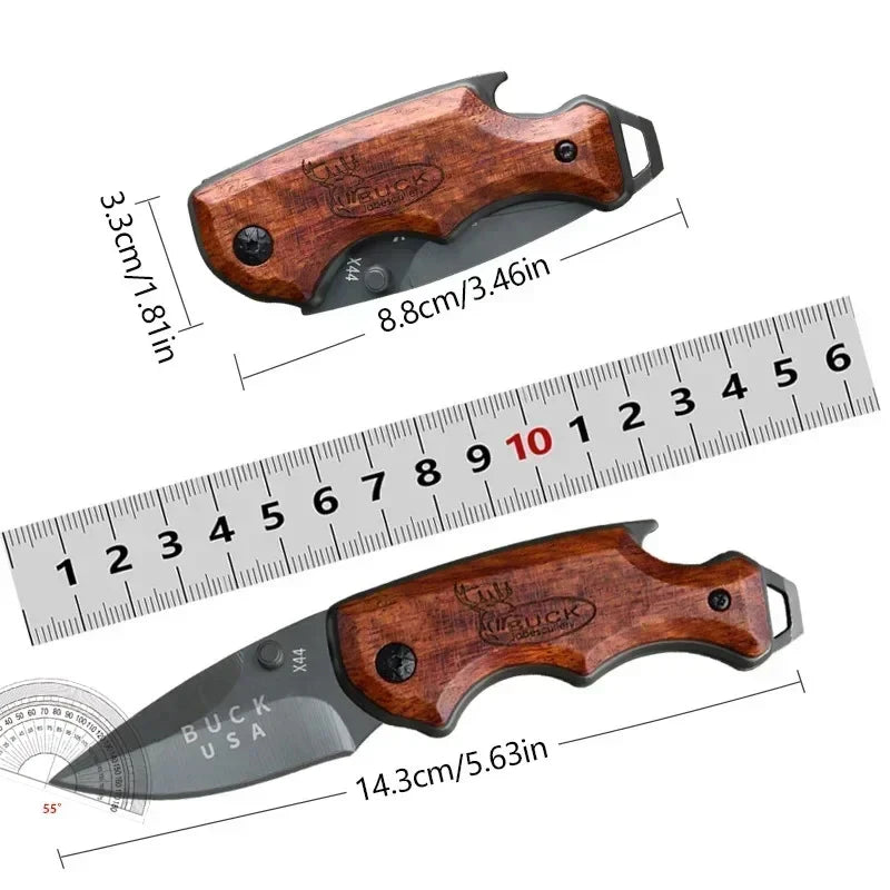 Stainless Steel Folding Pocket Knife – Wood Handle Mini EDC Folding Pocket Knife Axl