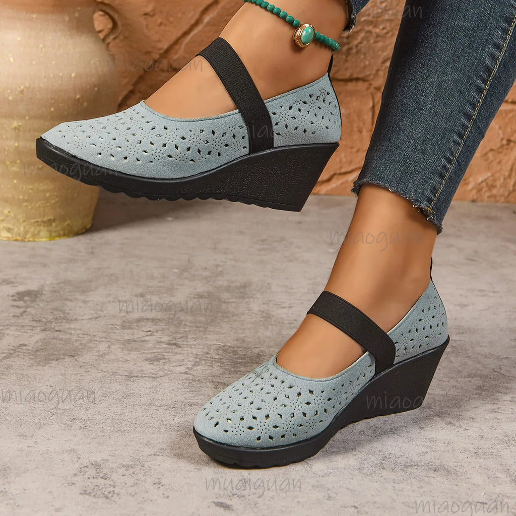 Women's Wedge Pumps – Breathable Mesh Slip-On High Heels Wedge Pumps Axl
