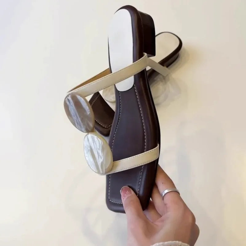 Women's Flat Roman Sandals – Open Toe Square Head Summer Slippers Women's Flat Sandals Axl