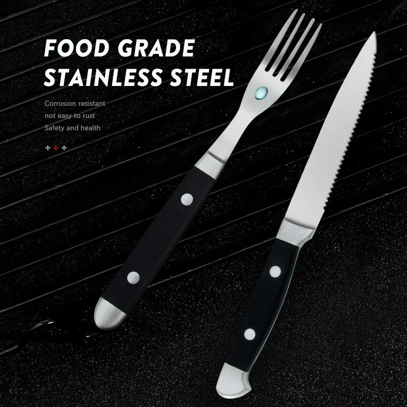 Steak Knife & Fork Set 4/6/8 Pc – German Steel Polished Handles Steak Knife Set Axl
