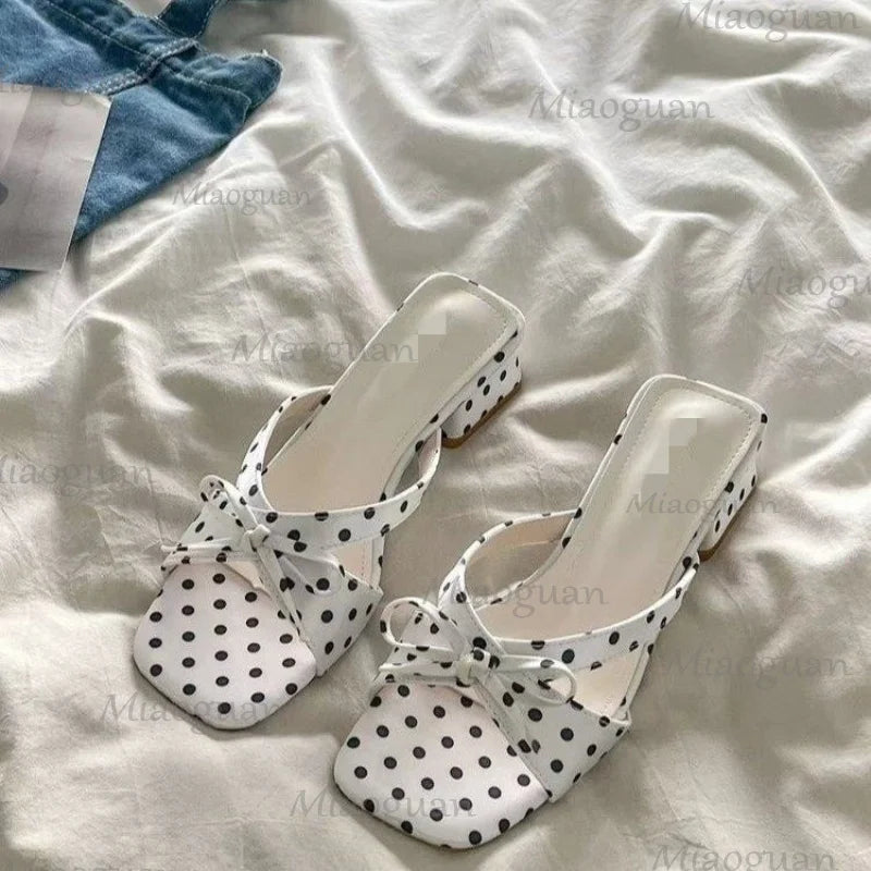 Women's Polka Dot Bow High Heel Sandals – Summer Party Shoes Women's Heel Sandals Axl