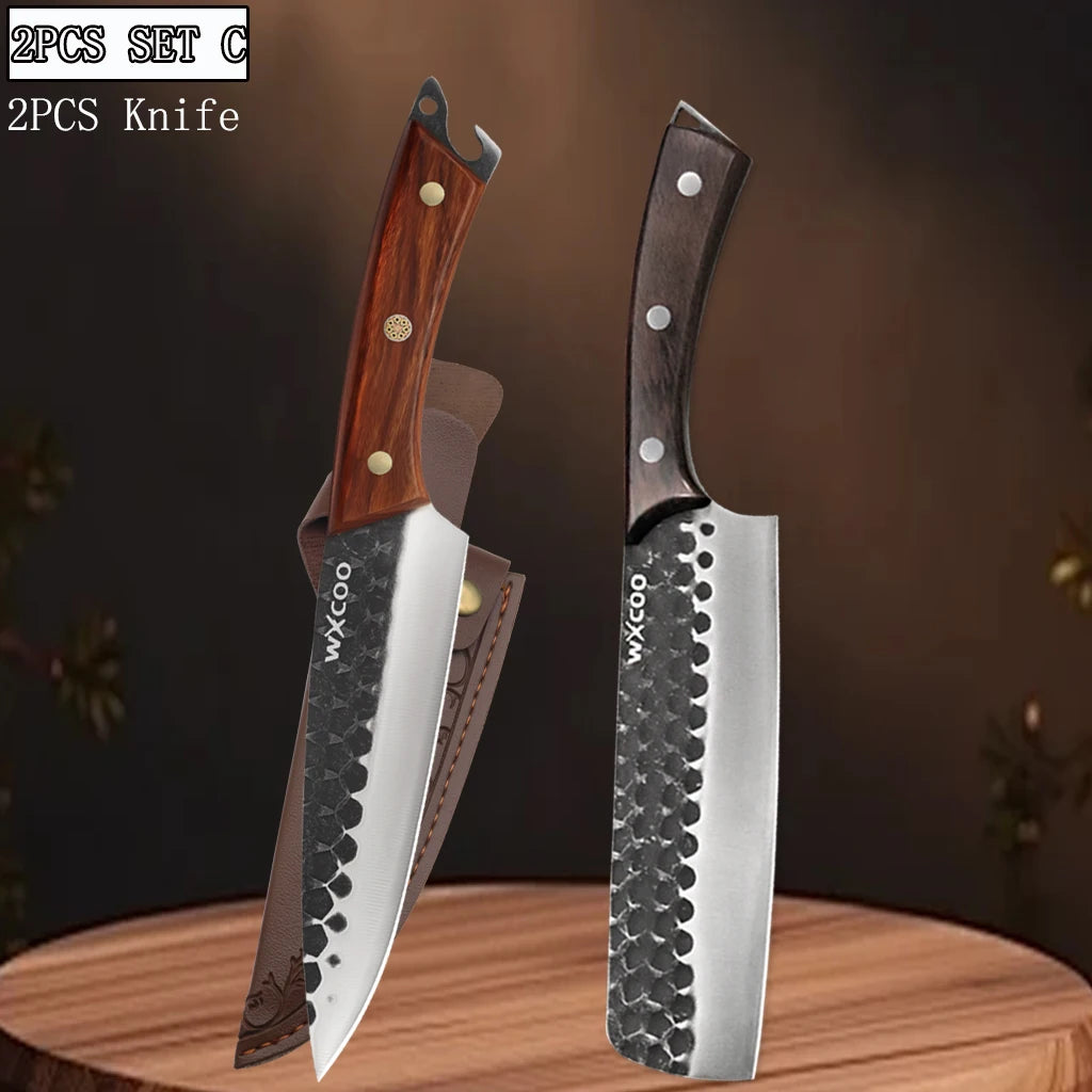 WXCOO Chef Knife Set 1-4PCS | Forged Stainless Steel Knives Kitchen Knife Set Axl 2PCS C