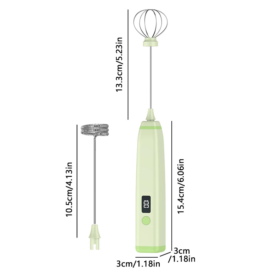Rechargeable Handheld Milk Frother Wand | Electric Foam Maker Milk Frother Wand Axl green