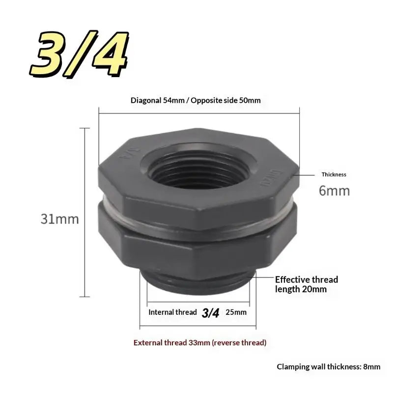 PVC IBC Water Tank Adapter with Valve – Rainwater Connector Water Tank Adapter Axl D