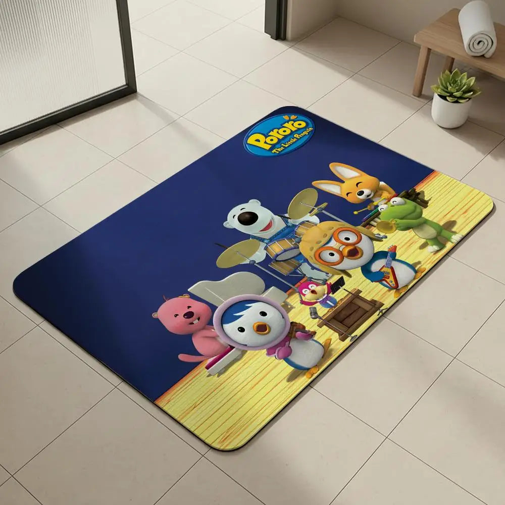 Pororo Penguin Diatomite Bath Mat – Quick Dry & Non-Slip Diatomite Bath Mat Axl White2 50x80cm