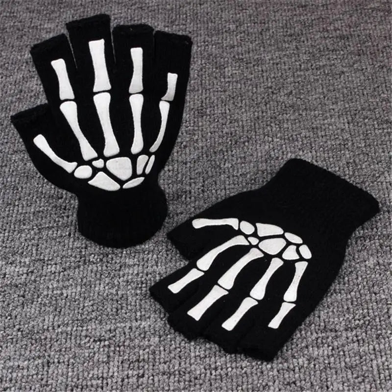 Halloween Skeleton Claw Fingerless Gloves – Kids & Adults Costume Gloves Axl
