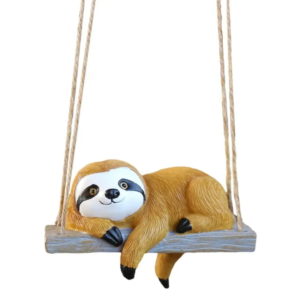Sloth Swing Hanging Ornament – Resin Garden Figurine Decor Garden Hanging Ornament Axl A