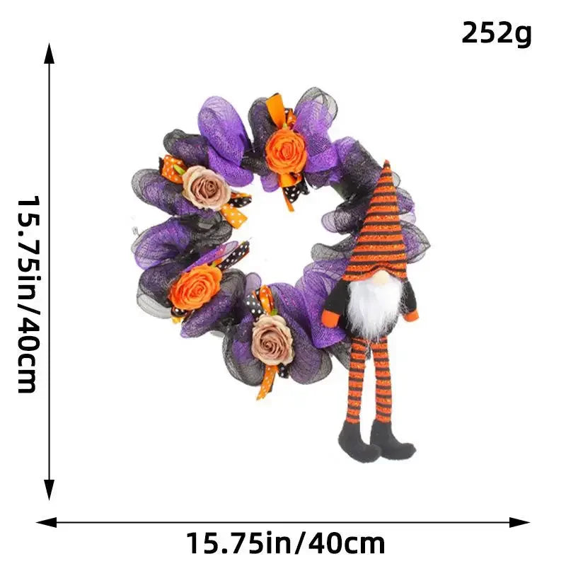 Halloween Long Leg Elder Doll Wreath – Spooky Door Decor Halloween Wreath Decor Axl