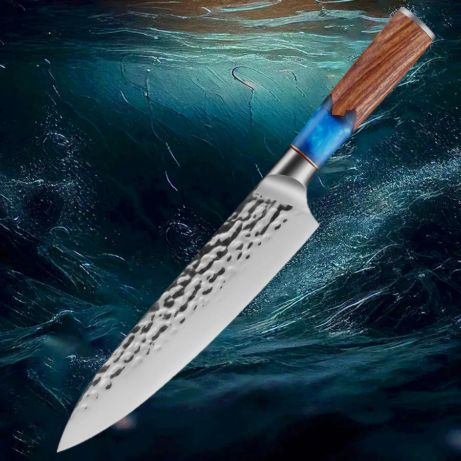 8-Inch Forged Japanese Chef Knife – Carbon Steel Kitchen Knife Chef Knife Axl San De Knife