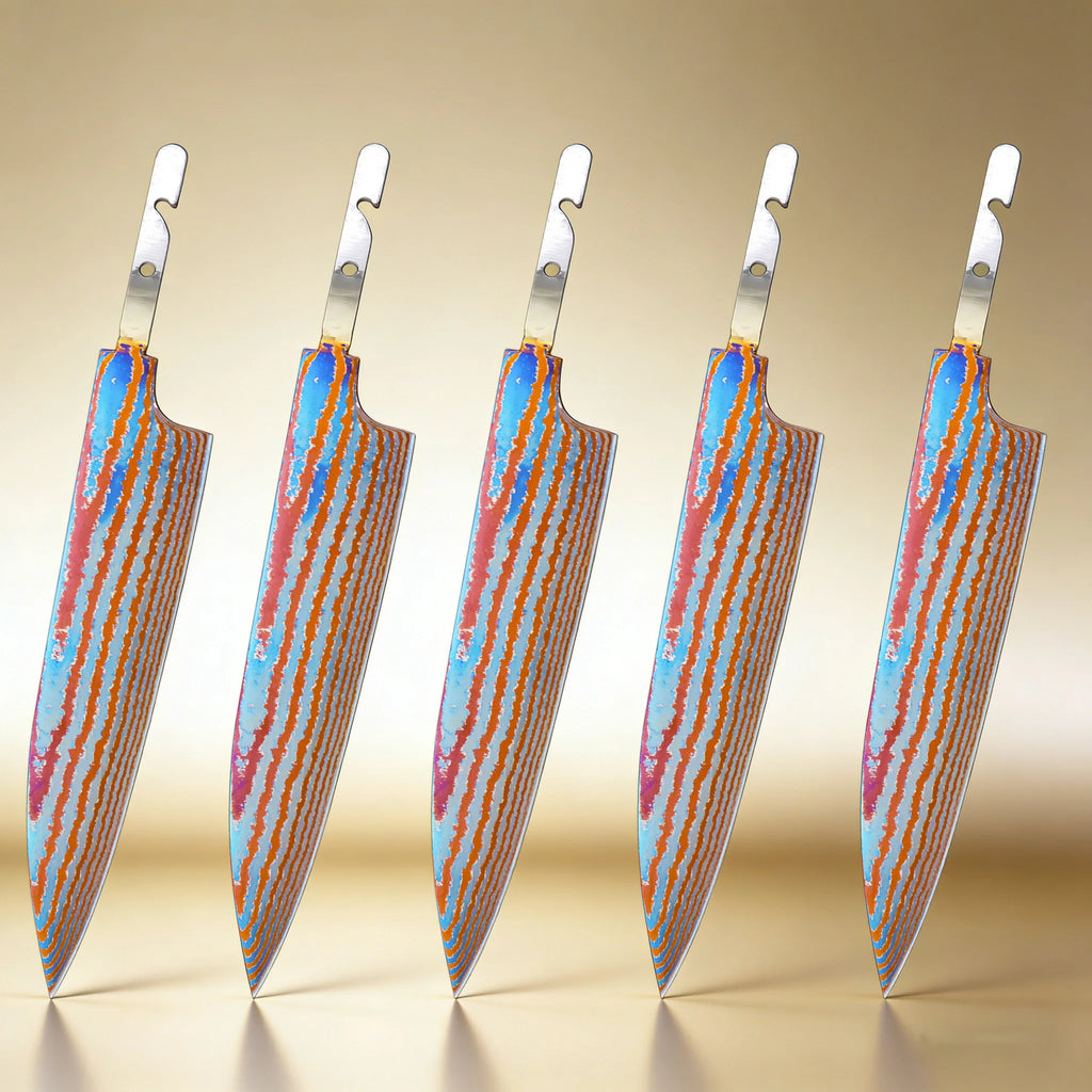 Damascus Titanium Kitchen Knife Blade | DIY Replacement 1–5 Pcs Knife Blade Axl