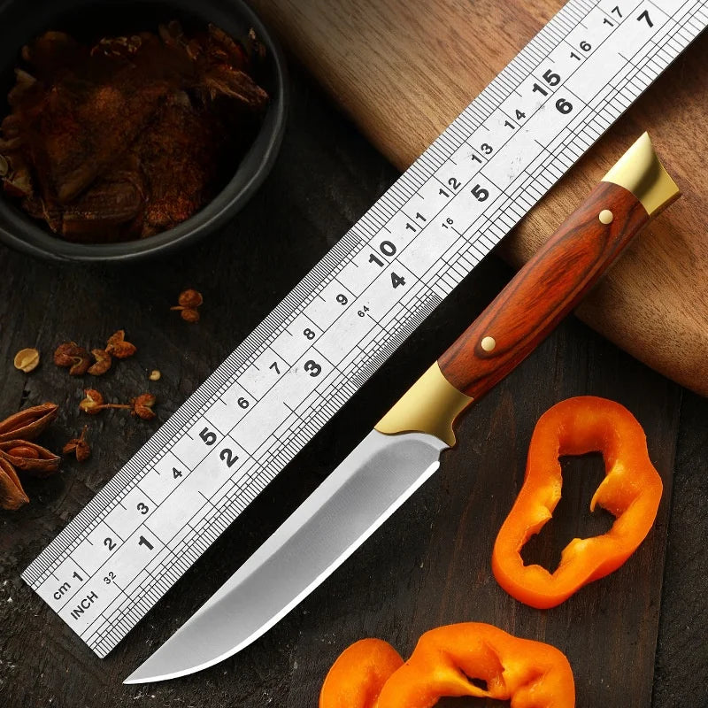 Redwood Fixed Blade Camping Knife – 5Cr13Mov Steel Wood Handle Fixed Blade Knife Axl
