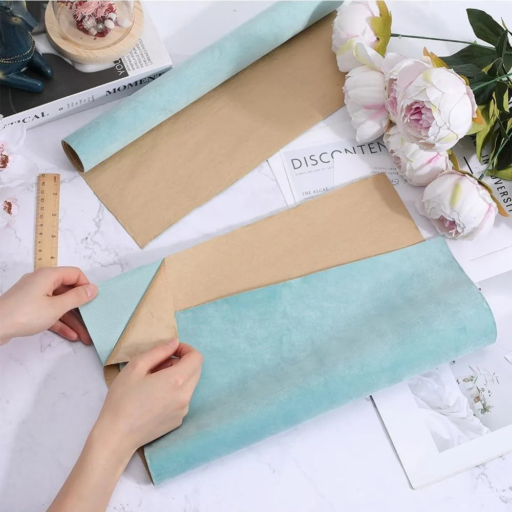 Self-Adhesive Turquoise Velvet Book Cloth 43x14 in | Bookbinding Bookbinding Cloth Axl