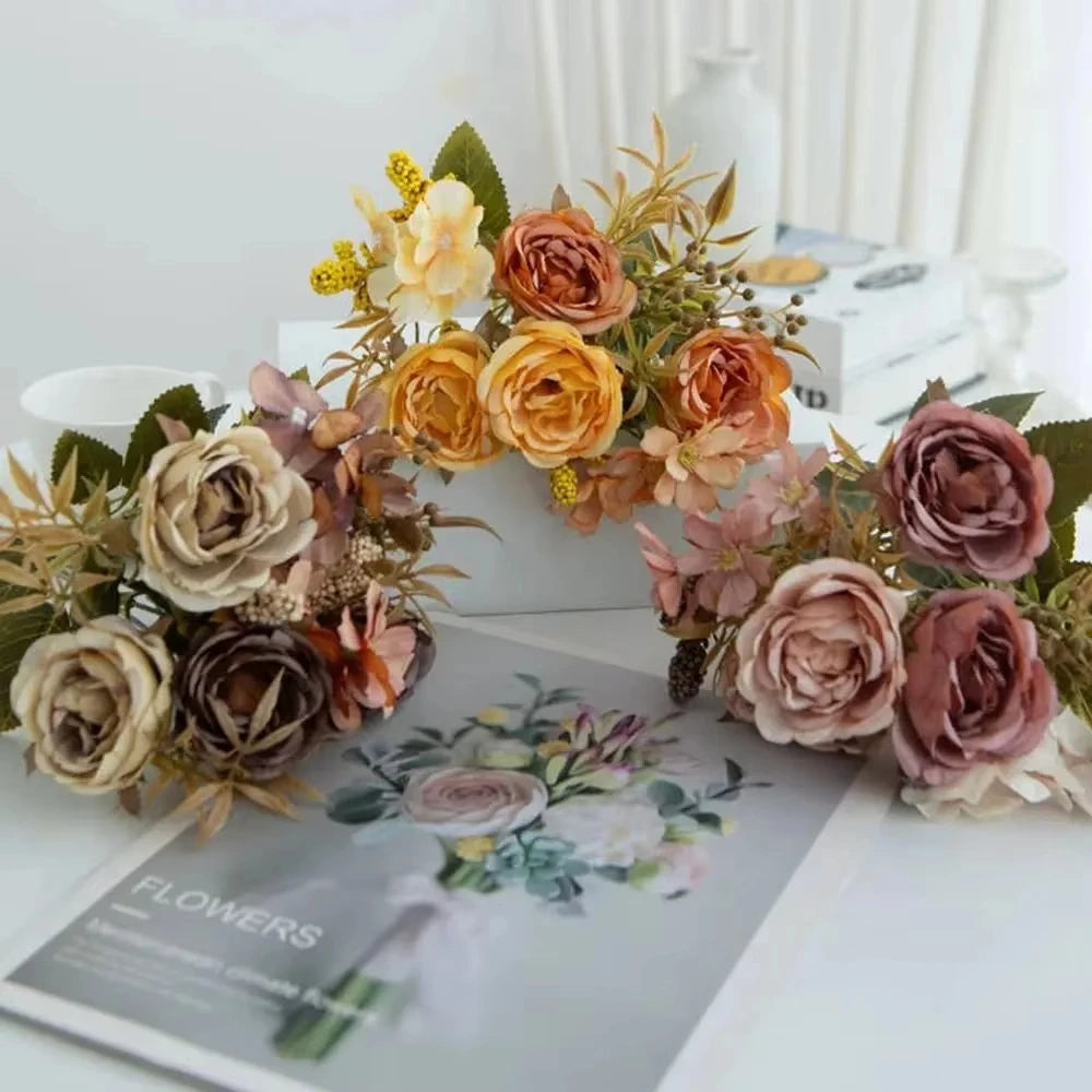 Artificial Silk Rose Peony Bouquet – Wedding & Home Décor Artificial Flower Bouquet Axl