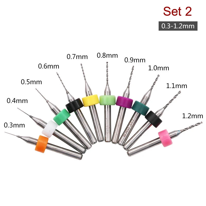 10-Pc Carbide Micro Drill Bits Set for PCB Circuit Boards Micro Drill Bit Set Axl