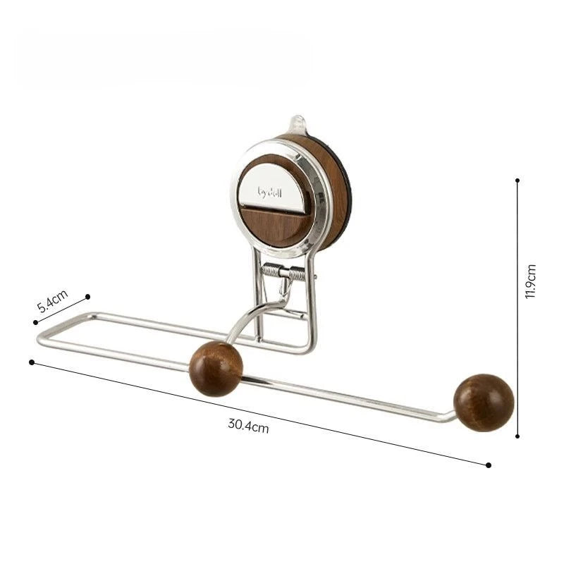 Wall-Mount Stainless Steel Kitchen & Bathroom Storage Rack Wall Storage Rack Axl Walnut Color