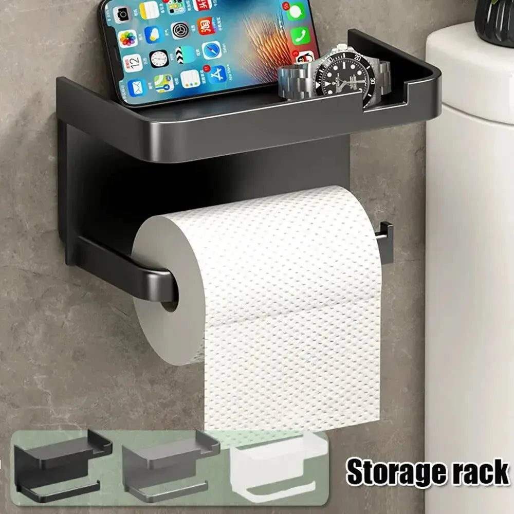 Wall-Mount Plastic Toilet Paper Holder & Storage Rack Bathroom Storage Rack Axl