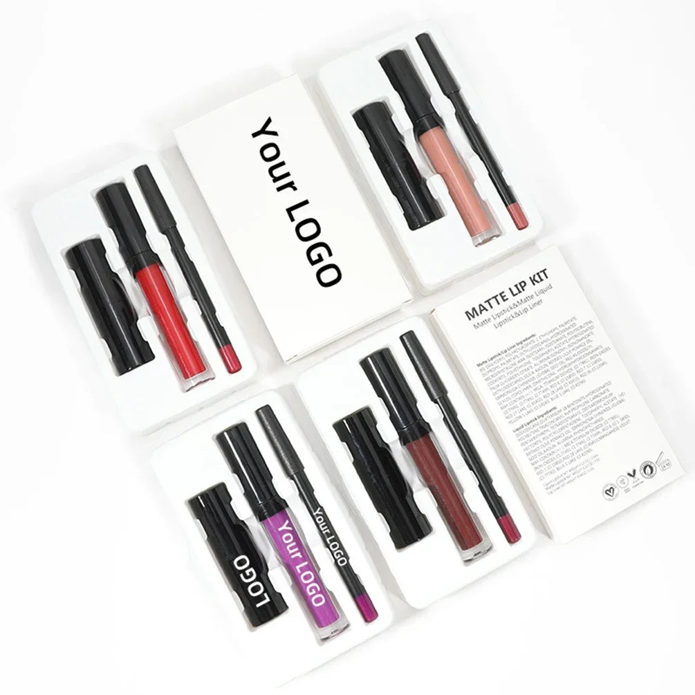 3-Piece Private Label Lip Kit – Liner, Matte Lipstick & Gloss Lip Makeup Set Axl