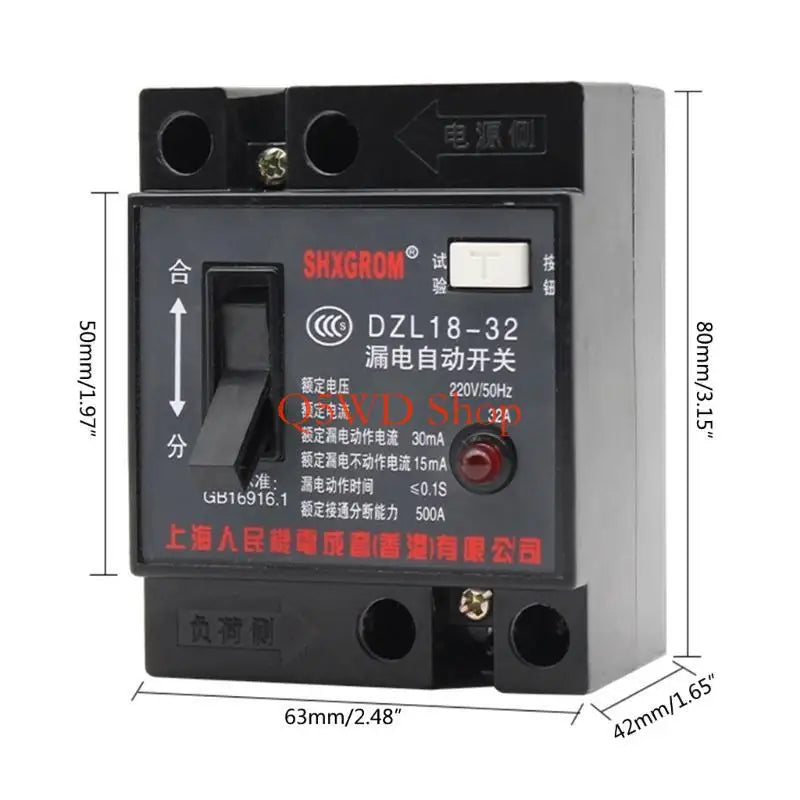 32A AC 220V Mini RCBO Leakage Protector – Overload & Short Circuit Circuit Breaker Switch Axl