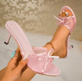 Lorilury Women's Bow Kitten Heel Sandals – Slip-On Summer Kitten Heel Sandals Axl Pink 41