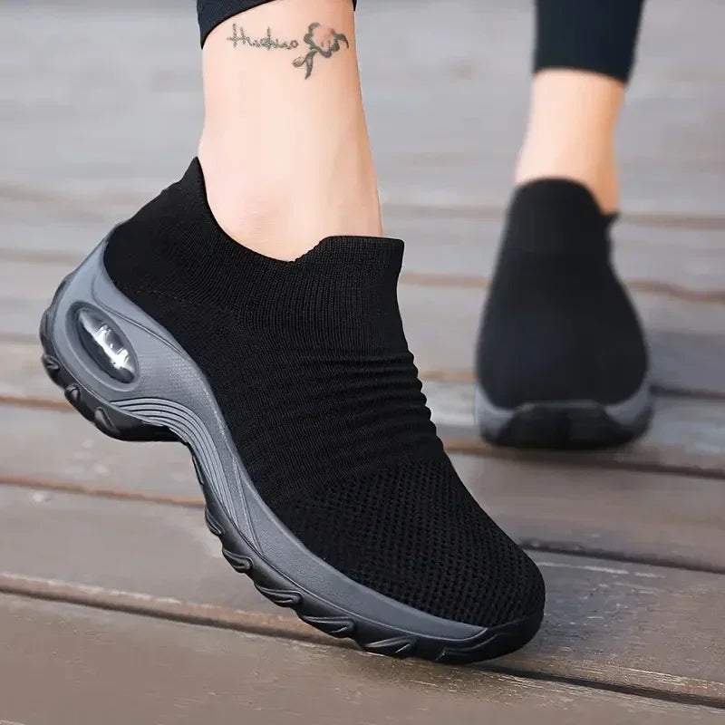 Women's Platform Knit Sneakers – Breathable Walking Shoes Platform Knit Sneakers Axl