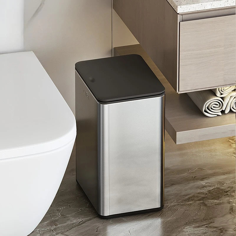12L Stainless Steel Press-Top Trash Can – Modern Waste Bin Stainless Trash Can Axl