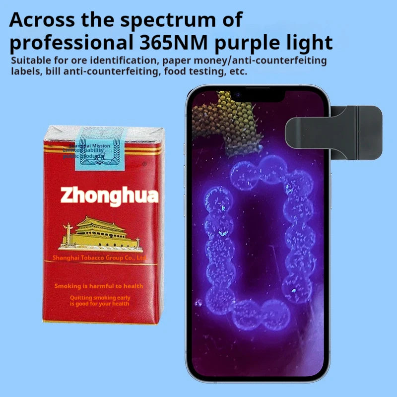 200X Portable Mobile Microscope – UV Purple Light & Rechargeable Mobile Microscope Axl