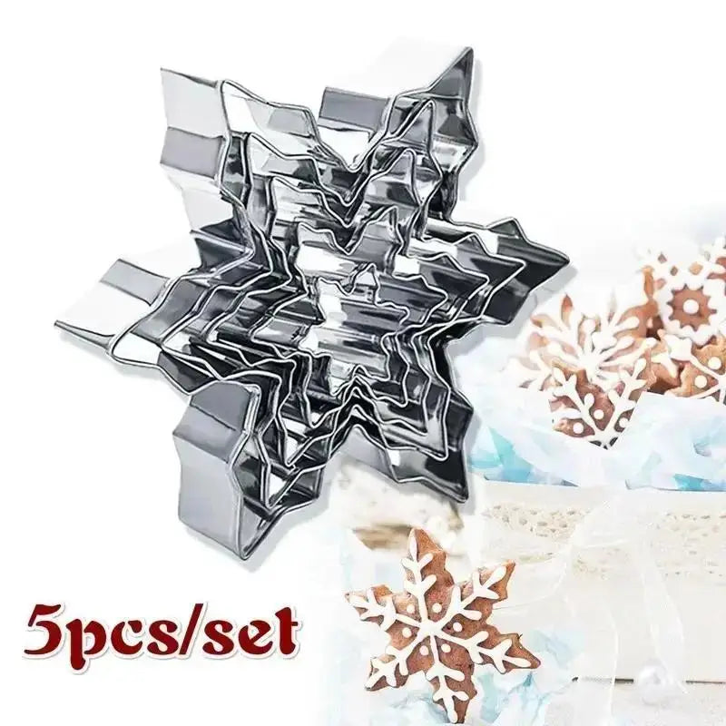 5-Piece Snowflake Cookie Cutters – Stainless Steel Christmas Set Cookie Cutter Set Axl