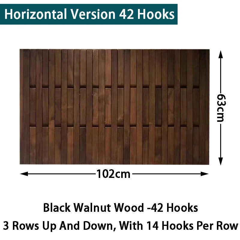 Solid Wood Wall-Mounted Coat Rack – Piano Key Hook Design Wall-Mounted Coat Rack Axl Walnut 63X102CM