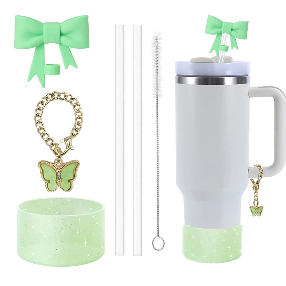 6-Piece Stanley Cup Accessories Set – Straw Covers & Charm Tumbler Accessories Set Axl Green