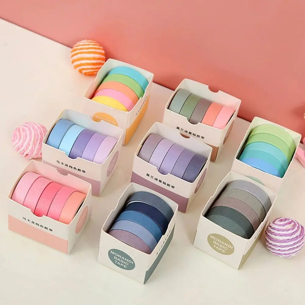 Solid Color Decorative Masking Tape Set – 5 Rolls Scrapbooking Decorative Masking Tape Axl