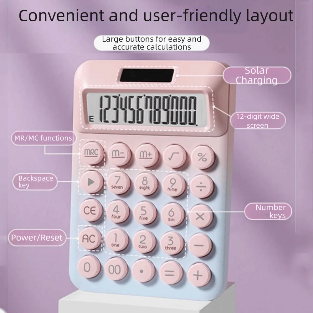 Solar Desktop Calculator – 12-Digit Candy Color Finance Tool Desktop Calculator Axl