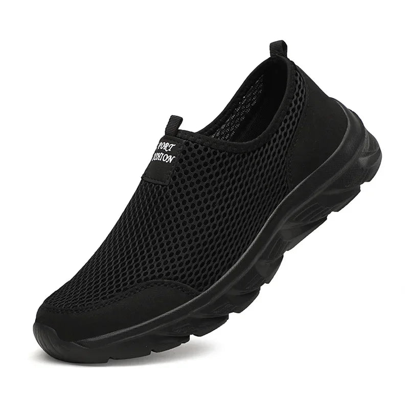 YBQJOO Men's Mesh Slip-On Sneakers – Lightweight Breathable Loafers Slip-On Sneakers Axl all black 38