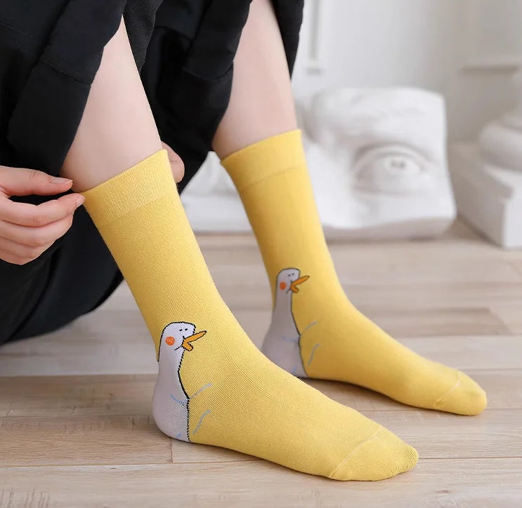 Cartoon Goose Women's Crew Socks – Cute Funny Casual Novelty Crew Socks Axl